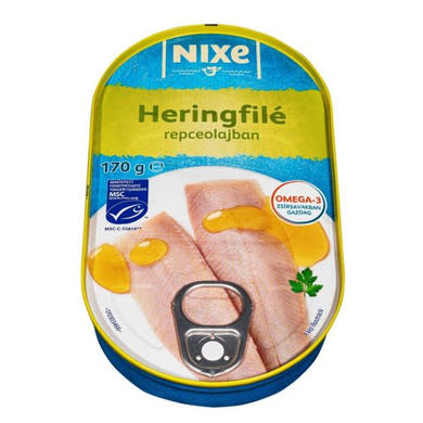 NIXE, Heringtörzs bőrrel, repceolajban, 170 g / 102 g