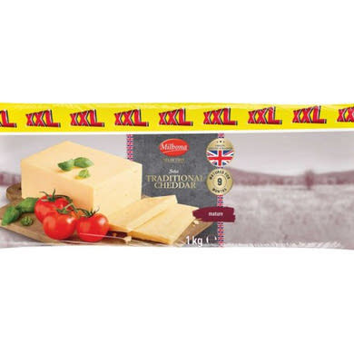 Milbona Cheddar sajt zsíros, extra kemény 1 kg