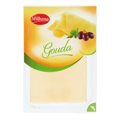 Milbona Gouda sajt, zsíros, félkemény, szeletelt, 200 g