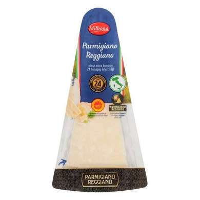 Milbona Parmigiano Reggiano félzsíros, extra kemény, 24 hónapig érlelt sajt, 250 g