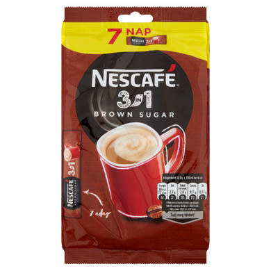 NESCAFÉ 3 in 1 Brown sugar azonnal oldódó kávéspecialitás barnacukorral 7*16,5 g, 115,5 g