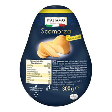 Italiamo / italian style Scamorza sajt, füstölt, Félzsíros, félkemény, hevített-gyúrt sajt, 37%, 300 g