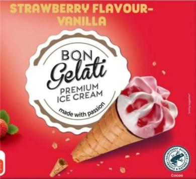 Bon gelati Tölcséres jégkrém epres-vaníliás 6x120 ml, 720 ml