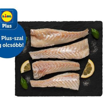 Friss tőkehalfilé szeletek, bőr nélkül, kiolvasztott, hűtött (4 x 97,5 g), 390 g