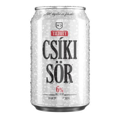 Csíki sör 6%, dobozos világos sör, + 50 Ft visszaváltási díj, 0,33 L