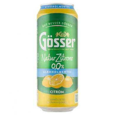 Gösser Natur Zitrone citromos alkoholmentes sörital 0,0%, + betétdíj, 500 ml