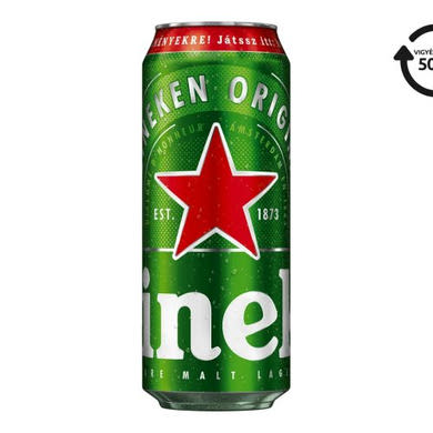 Heineken minőségi világos dobozos sör, 5%, + betétdíj, 0,5 L