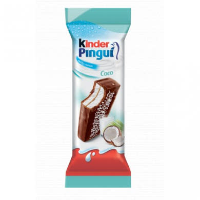 Kinder Pingui Cocco tejes és kókuszkrémmel töltött sütemény csokoládé bevonattal 4 db, 120 g