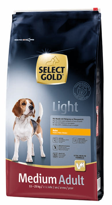 SELECT GOLD Light kutya szárazeledel medium adult csirke