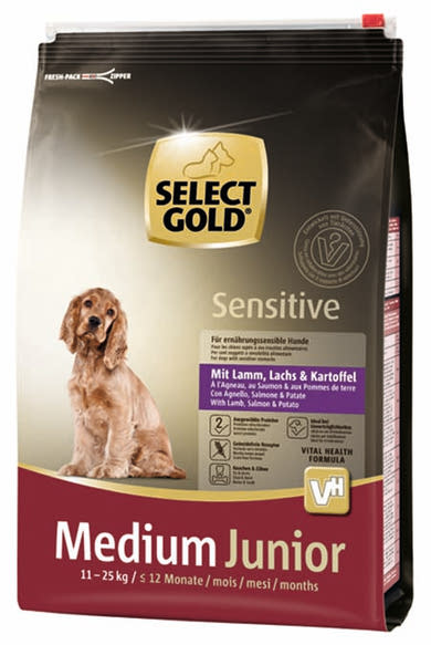 SELECT GOLD Sensitive kutya szárazeledel medium junior bárány
