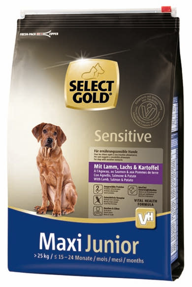 SELECT GOLD Sensitive kutya szárazeledel maxi junior bárány