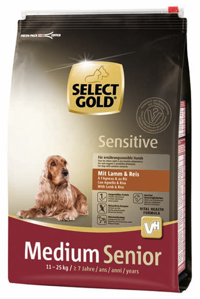 SELECT GOLD Sensitive kutya szárazeledel medium senior bárány