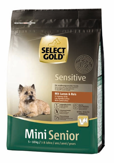 SELECT GOLD Sensitive kutya szárazeledel mini senior bárány