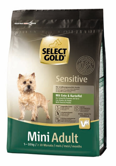 SELECT GOLD Sensitive kutya szárazeledel mini adult kacsa