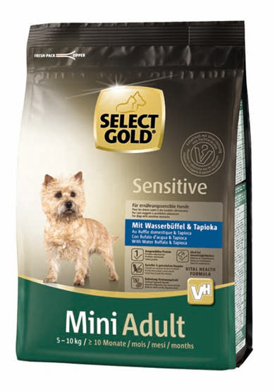 SELECT GOLD Sensitive kutya szárazeledel mini adult bivaly& tápióka