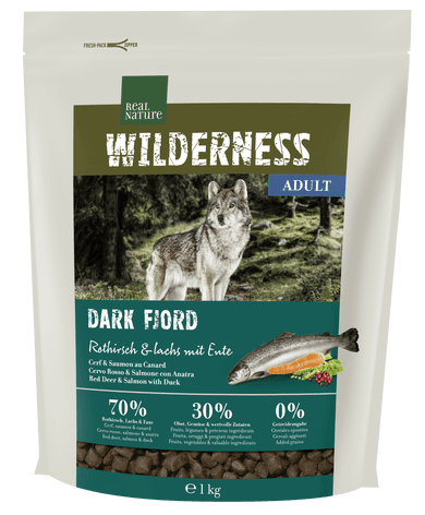 Real Nature Wilderness száraz kutyaeledel adult Dark Fjord gímszarvas& lazac