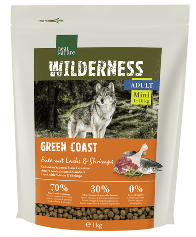 Real Nature Wilderness száraz kutyaeledel mini adult lazac& garnéla