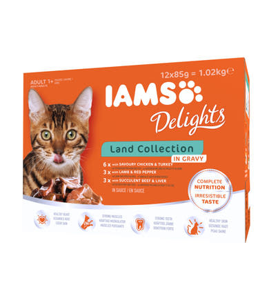 IAMS Delights macska tasak MP Land in gravy szószban 12x85g