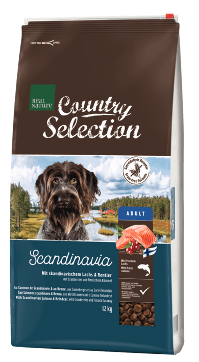 REAL NATURE Country Scandinavia kutya szárazeledel adult lazac&rénszarvas