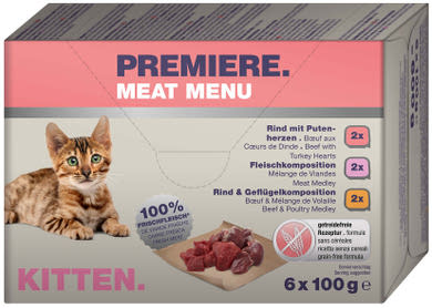 Premiere Meat Menu macska tálka MP kitten húsos 6x100g