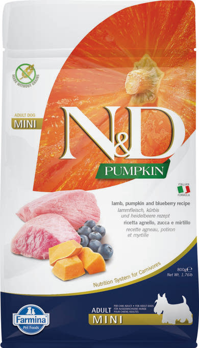 N&D Grain Free bárány&áfonya sütőtökkel adult mini száraz kutyaeledel