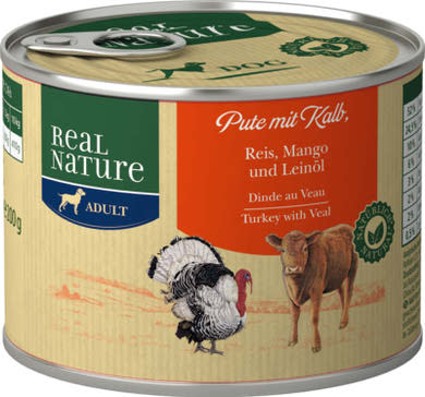 Real Nature Classic kutya konzerv adult pulyka&borjú