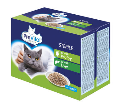 PreVital macska tasak MP steril baromfi& máj 12x100g