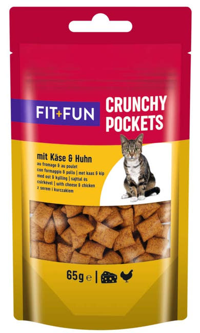 Fit+Fun Crunchy Pockets macska jutalomfalat sajt&csirke