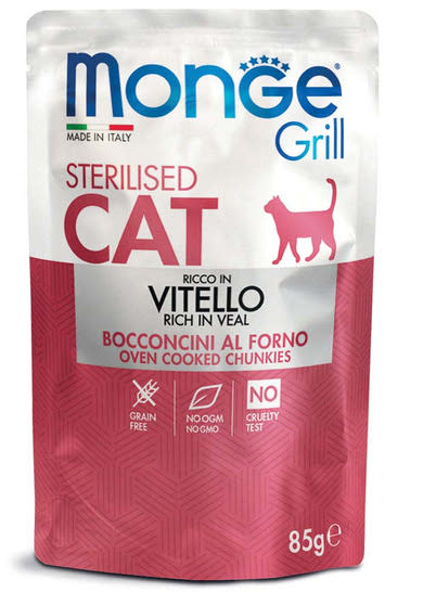 MONGE Grill macska tasak steril borjú