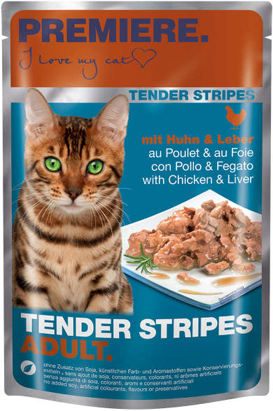 Premiere Tender Stripes macska tasak adult csirke& máj