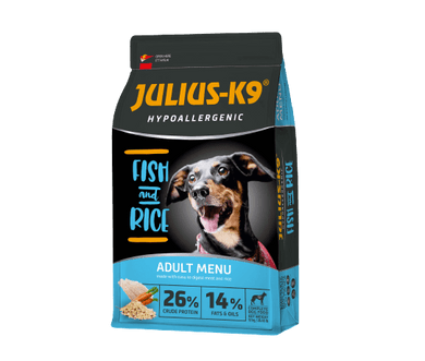 Julius K9 hipoallergén száraz kutyaeledel adult hal&rizs