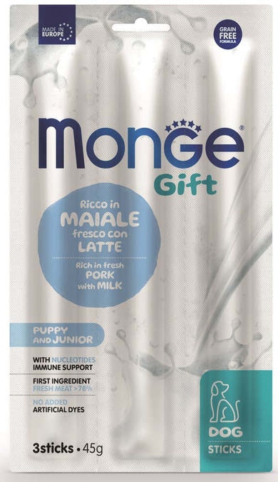 MONGE Gift Stick junior kutya jutalomfalat sertés&tej