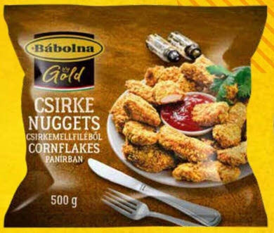 Bábolna Gold, Csirkemell nuggets cornflakes bundában, gyorsfagyasztott, 500 g
