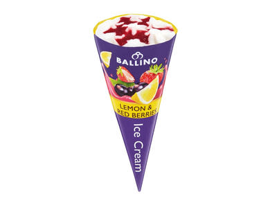 Ballino Tölcséres jégkrém sorbet citrom-piros bogyós gyümölcsös, 120 ml / 96 g