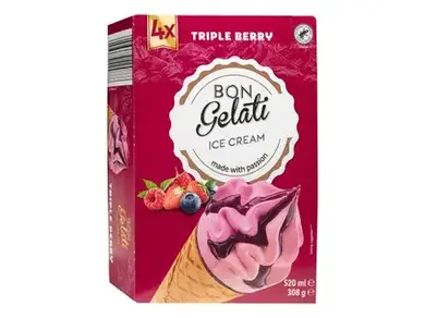 Bon gelati Tölcséres jégkrém, Tripla erdei gyümölcs 4 db