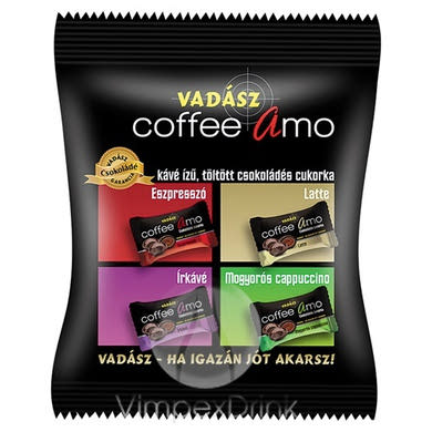 Vadász Coffee Amo 4 féle kávé ízű, töltött csokoládés cukorka