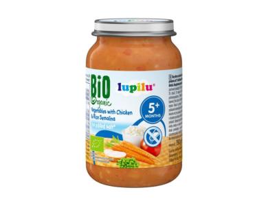 Lupilu bébiétel, zöldségek csirkehússal és rizsdarával, bio, 5 hónapos kortól