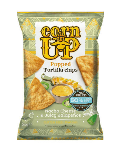 Corn UP Popped Tortilla Chips nacho sajt és jalapeno ízesítéssel