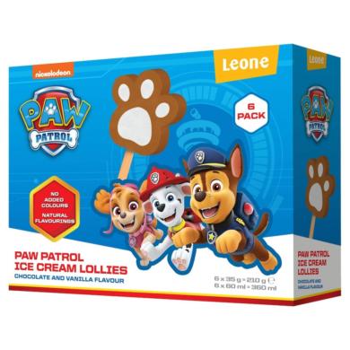 Leone PAW PATROL csokoládé és vanília ízű pálcikás jégkrém 6x 32 g
