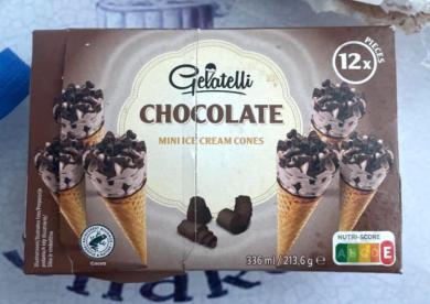 Gelatelli mini csokoládés jégkrém ostyatölcsérben, 12 x 17,8 g