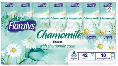 Floralys papírzsebkendő, 4 rétegű, kamilla illattal