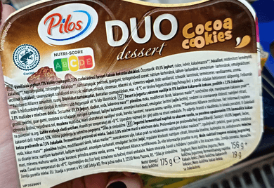 Pilos kétkamrás joghurt vanília ízű csokis kekszdarabokkal