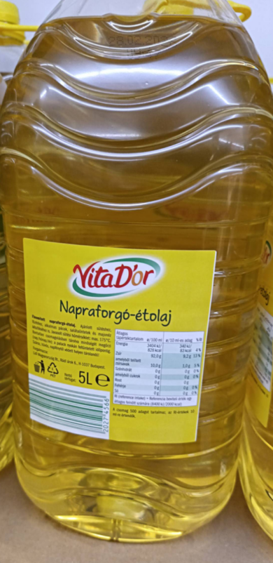 Vita D'or Napraforgó étolaj, 5 L
