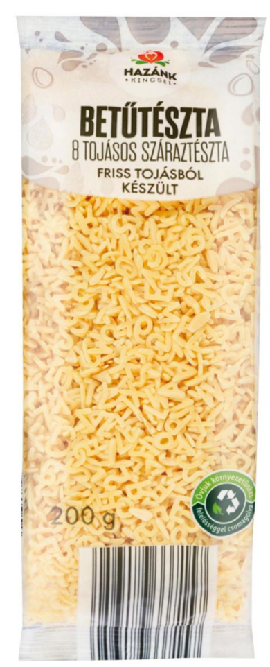 HAZÁNK KINCSEI Betűtészta 8 tojásos, 200 g