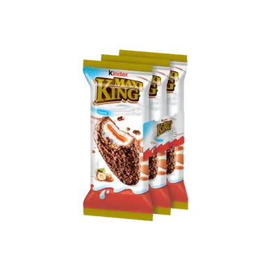 Kinder Maxi King karamellás-tejes töltésű ostya mogyoródarabkás tejcsokoládé-bevonattal 3 db