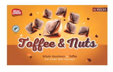 Mister Choc Toffee & Nuts tejkaramella egész mogyoróval, 125 g