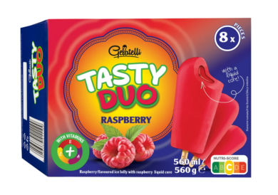 Gelatelli Tasty Duo pálcikás jégkrém töltelékkel, málnás szósszal 8x70 ml