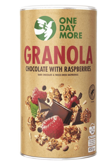One Day More Granola, étcsokoládés-málnás