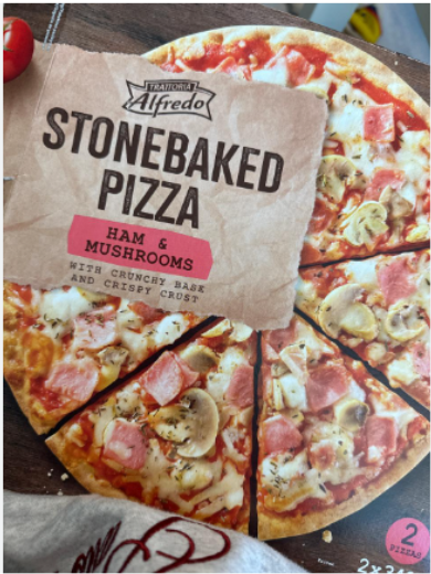Trattoria Alfredo Pizza sonka-gombás kövön sütött, gyorsfagyasztott 2 x 340 g