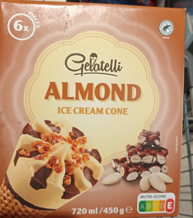 Gelatelli tölcséres jégkrém mandula ízű 6db